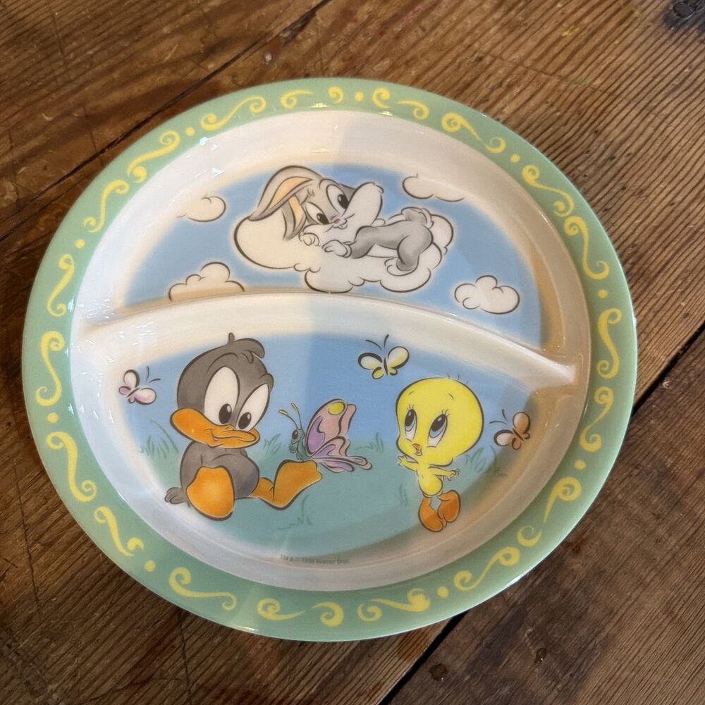 Vintage Baby Looney Tunes Plate Bugs Bunny Daffy Duck Tweety Bird 1998